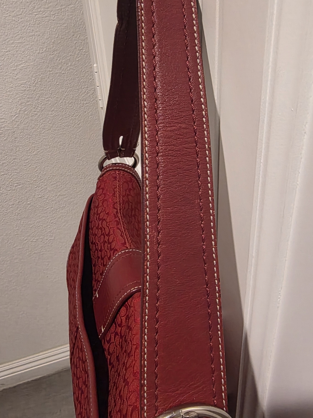 Coach Red Signature Canvas Shoulder Bag - Picture 8 of 11